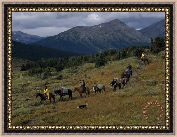 Raymond Gehman Trail Riders in Jasper S Tonquin Valley Framed Painting