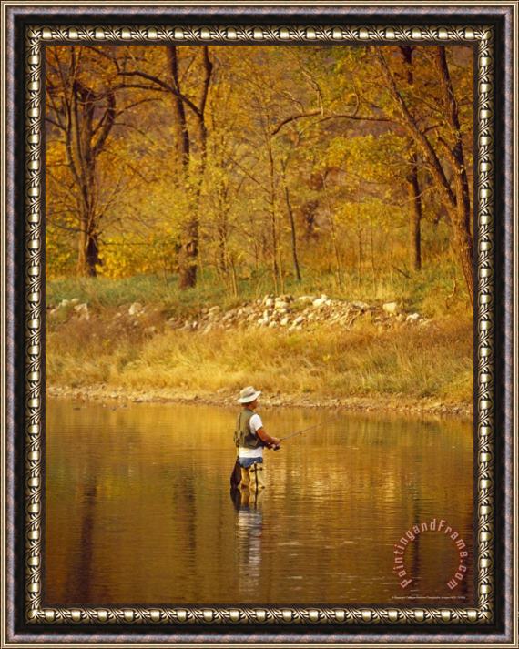 Raymond Gehman Trout Fisherman in The North Fork of The Potomac River Framed Painting