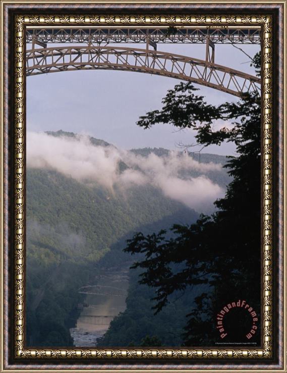 Raymond Gehman Truck Passing Over The New River Gorge Bridge Framed Painting