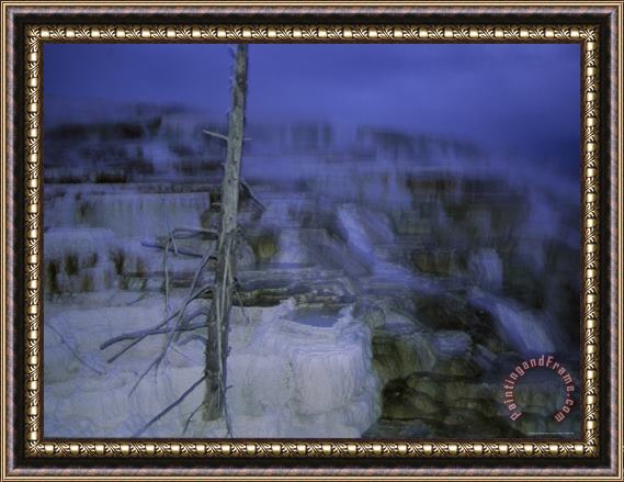Raymond Gehman Twilight Winter View of Mammoth Hot Springs Framed Painting