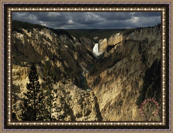 Raymond Gehman View of The Grand Canyon From Artist Point The Lower Falls in The Distance Plunges Into The Gorge Framed Print