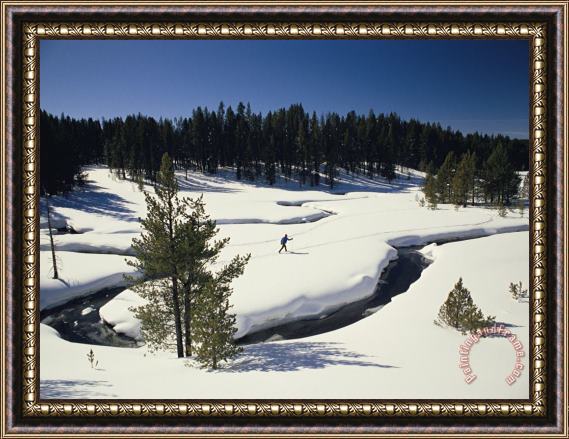 Raymond Gehman Virginia Creek with a Cross Country Skier Framed Print