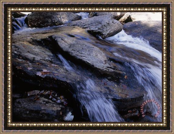 Raymond Gehman Water Cascading Over Stones in The Whitewater River Framed Painting