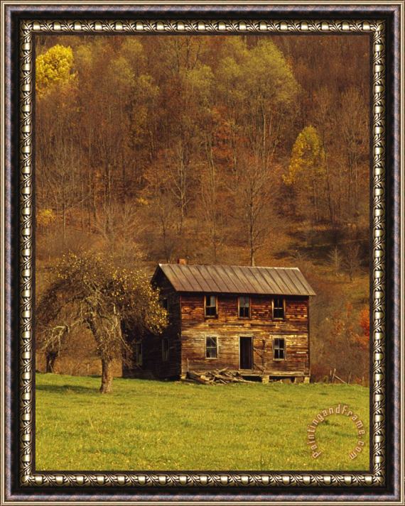Raymond Gehman Weather Beaten Farmhouse in a Mountain Valley Framed Painting