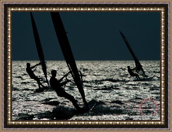 Raymond Gehman Windsurfing at Cape Hatteras National Seashore Framed Print