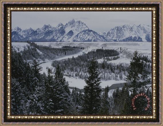 Raymond Gehman Winter View of The Snake River Grand Teton National Park Framed Painting