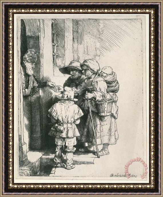 Rembrandt Beggars at The Door Framed Print