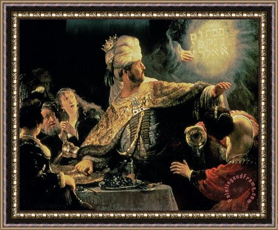 Rembrandt Belshazzars Feast Framed Painting