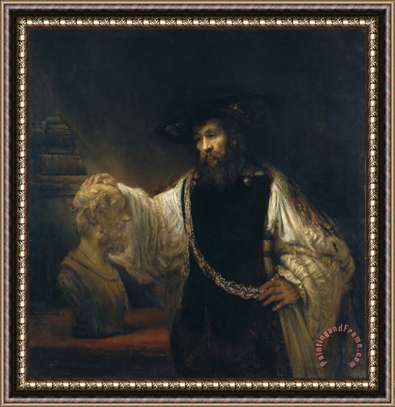 Rembrandt Harmensz van Rijn Aristotle with a Bust of Homer Framed Painting