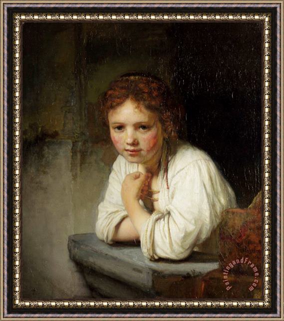 Rembrandt Harmensz van Rijn Girl at a Window Framed Painting