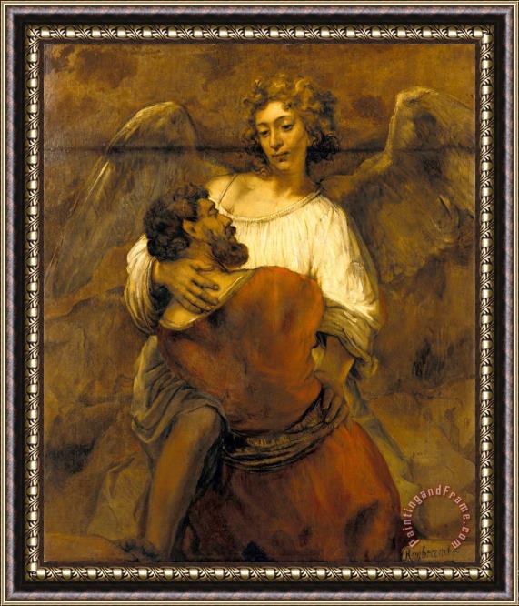 Rembrandt Harmensz van Rijn Jacob Wrestling with The Angel Framed Painting