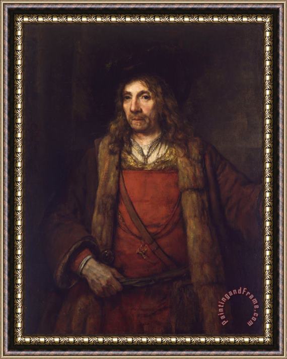 Rembrandt Harmensz van Rijn Man in a Fur Lined Coat Framed Painting
