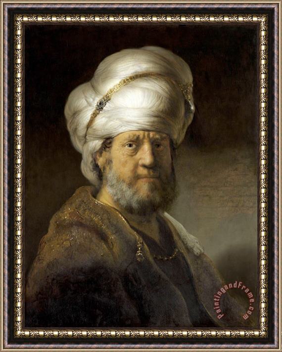 Rembrandt Harmensz van Rijn Man in Oriental Dress Framed Painting