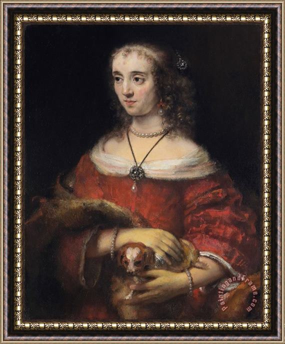 Rembrandt Harmensz van Rijn Portrait of a Lady with a Lap Dog Framed Painting