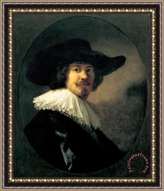 Rembrandt Harmensz van Rijn Portrait of a Man in a Broad Brimmed Hat Framed Print