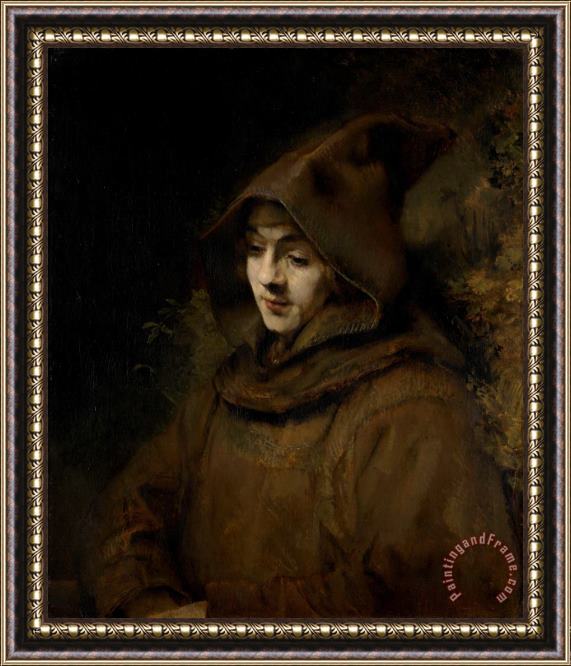 Rembrandt Harmensz van Rijn Rembrandt's Son Titus in a Monk's Habit Framed Painting