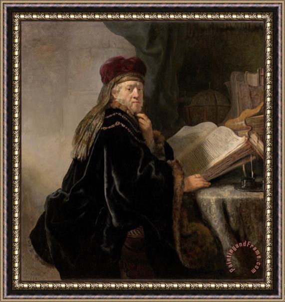 Rembrandt Harmensz van Rijn Scholar at His Study Framed Painting