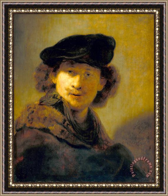 Rembrandt Harmensz van Rijn Self Portrait with Velvet Beret Framed Painting