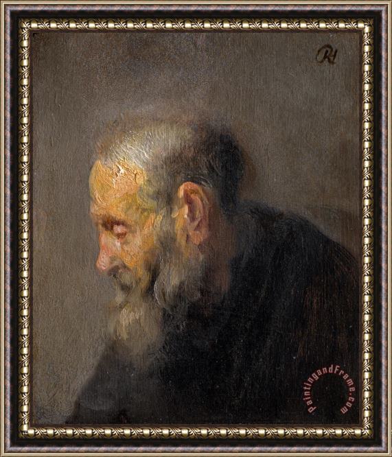 Rembrandt Harmensz van Rijn Study of an Old Man in Profile Framed Painting