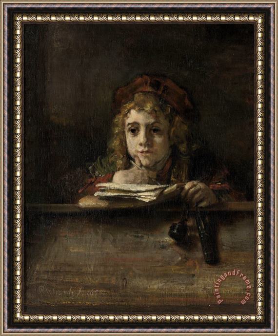Rembrandt Harmensz van Rijn Titus at His Desk Framed Painting