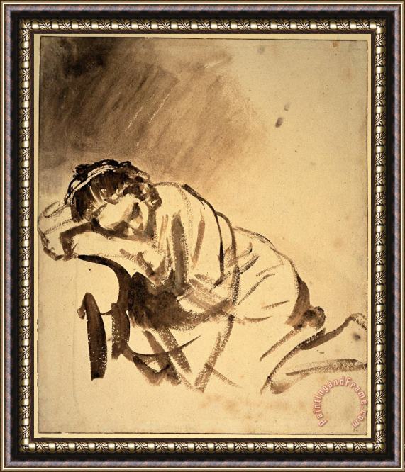 Rembrandt Hendrickje Sleeping Framed Painting