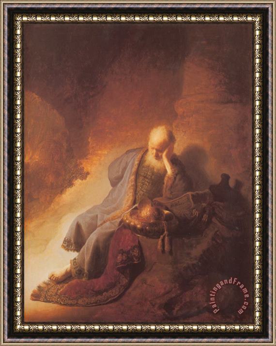 Rembrandt Jeremais Lamenting The Destruction of Jerusalem Framed Painting