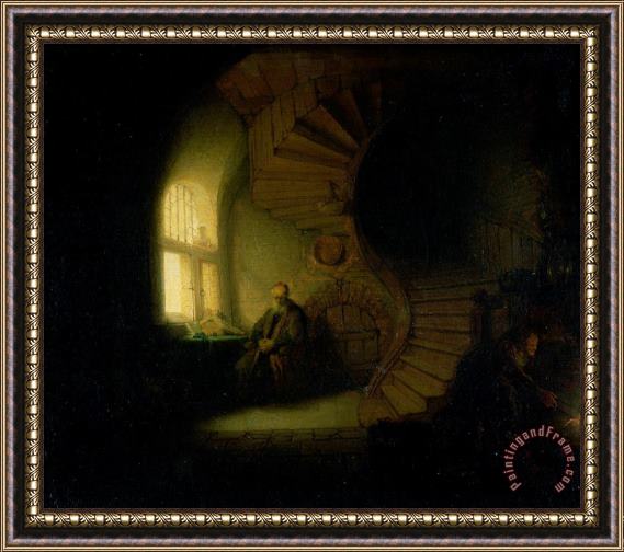 Rembrandt Philosopher in Meditation Framed Painting