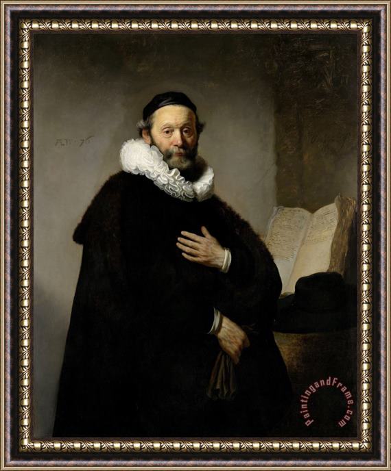 Rembrandt Portrait of Johannes Wtenbogaert (15571644), Remonstrant Minister Framed Painting