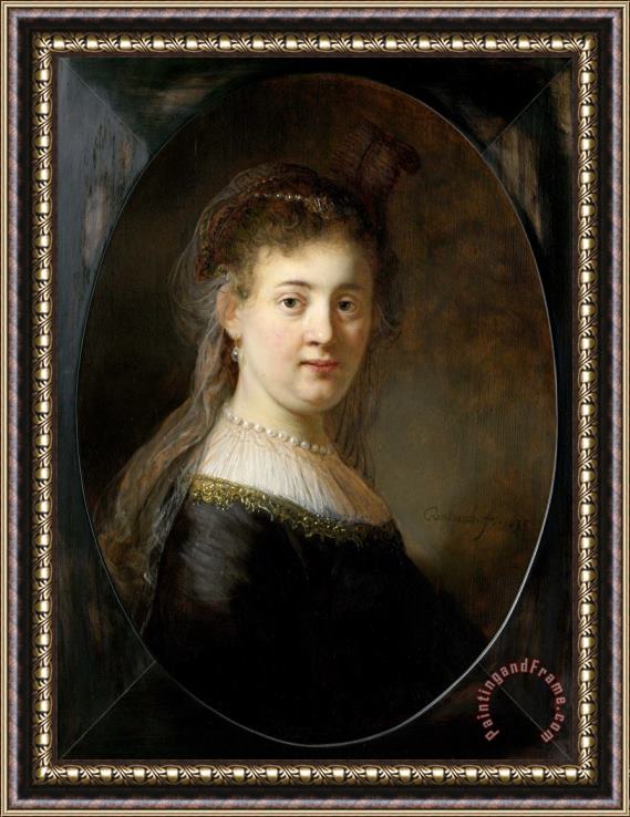 Rembrandt Portrait of Saskia Van Uylenburgh (16121642) Framed Painting