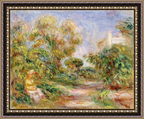 Renoir Woman in a Landscape Framed Painting