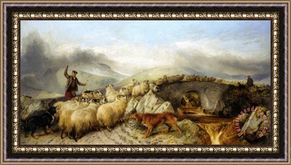 Richard Ansdell Collecting The Sheep for Clipping in The Highlands Framed Painting