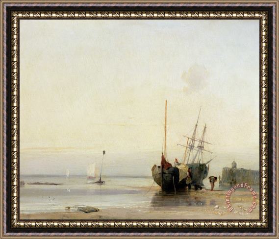 Richard Parkes Bonington Calais Pier Framed Painting
