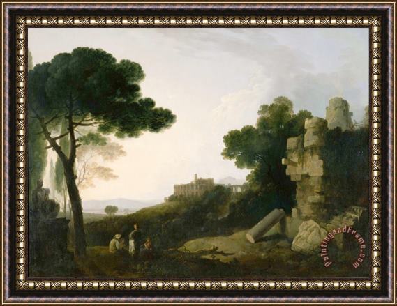 Richard Wilson Landscape Capriccio with Tomb of The Horatii And Curiatii, And The Villa of Maecenas at Tivoli Framed Print