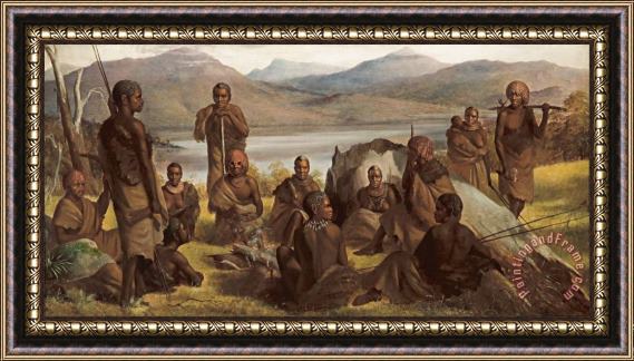 Robert Dowling Group of Natives of Tasmania Framed Painting
