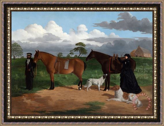 Robert Dowling Mrs Adolphus Sceales with Black Jimmie on Merrang Station Framed Painting