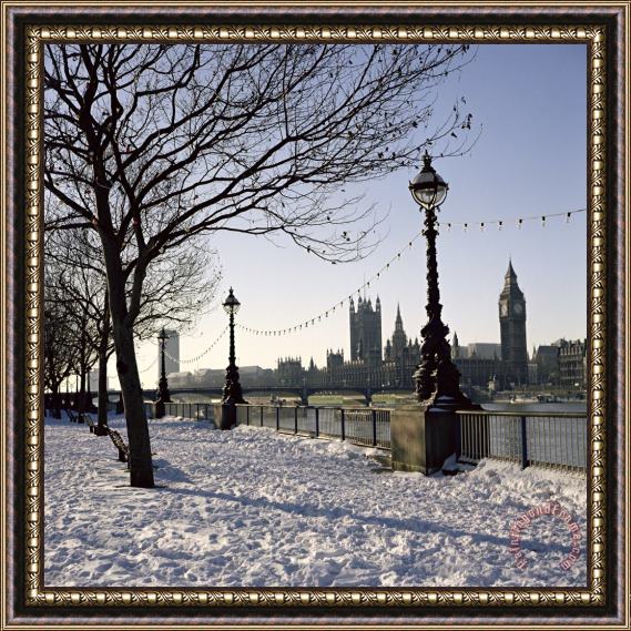 Robert Hallmann Big Ben Westminster Abbey And Houses Of Parliament In The Snow Framed Print