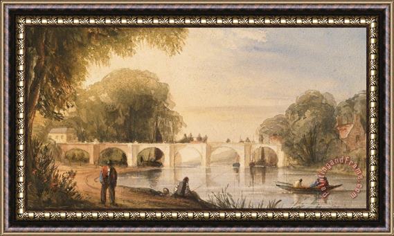 Robert Hindmarsh Grundy River Scene With Bridge Of Six Arches Framed Painting