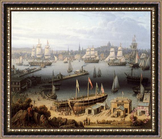 Robert Salmon Boston Harbor Framed Print