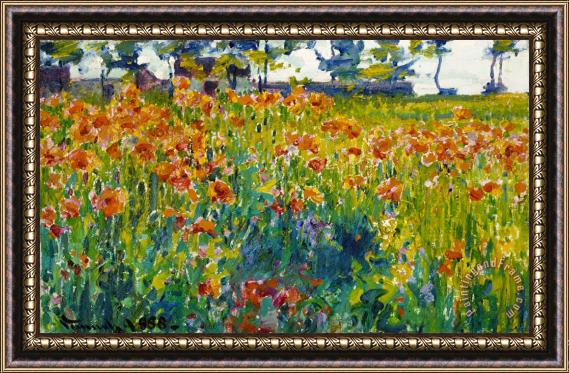 Robert William Vonnoh Poppies in France Framed Painting