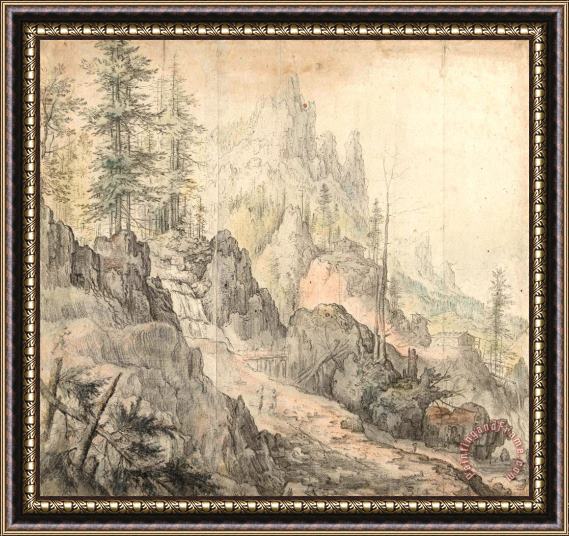 Roelant Savery Mountain Landscape with a Waterfall Framed Painting
