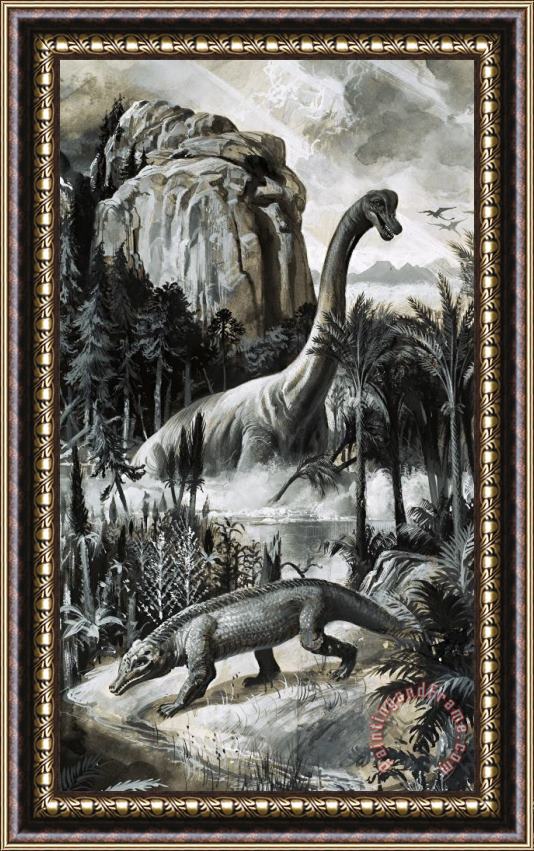 Roger Payne Dinosaurs Framed Painting