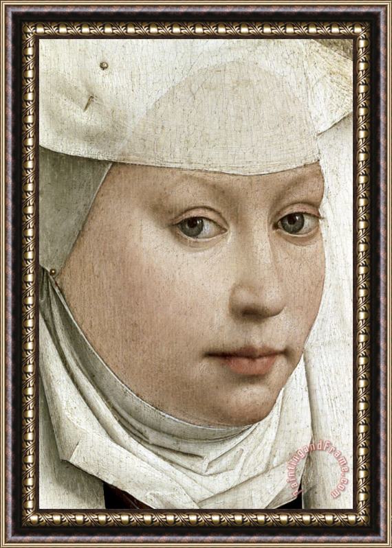 Rogier van der Weyden Detail of Portrait of a Young Woman Framed Painting