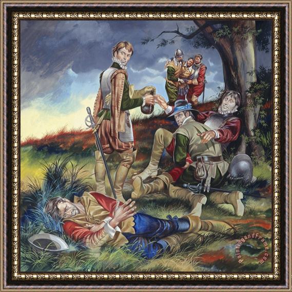 Ron Embleton Sir Philip Sidney at The Battle of Zutphen Framed Print