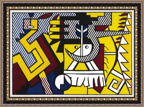 Roy Lichtenstein American Indian Theme Vi, From American Indian Theme, 1980 Framed Painting