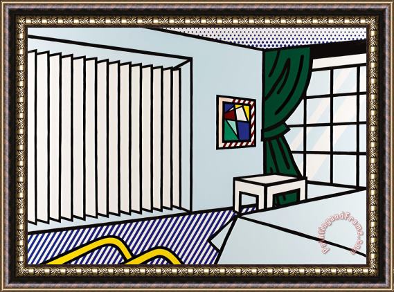 Roy Lichtenstein Bedroom, From Interior Series, 1990 Framed Painting