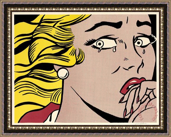Roy Lichtenstein Crying Girl, Signed, 1963 Framed Painting