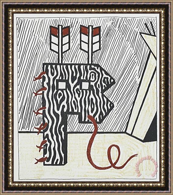 Roy Lichtenstein Figure with Teepee, 1980 Framed Painting