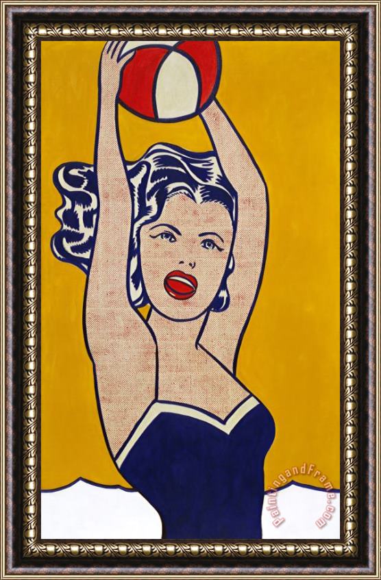 Roy Lichtenstein Girl with Ball Framed Print