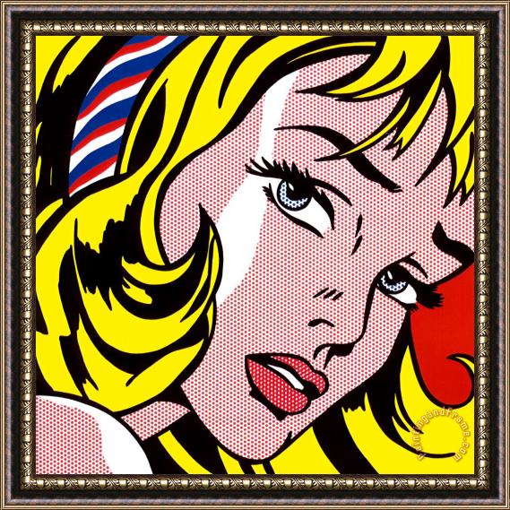 Roy Lichtenstein Girl with Hair Ribbon C 1965 Framed Painting