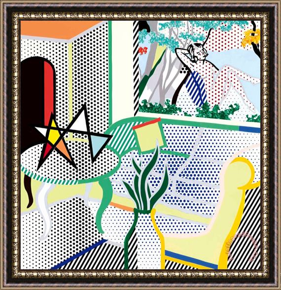 Roy Lichtenstein Interior with Painting of Bather, 1997 Framed Painting